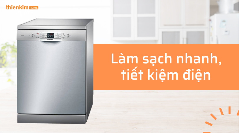 Làm sạch nhanh tiết kiệm điện Máy rửa chén độc lập Bosch SMS63L08EA Serie 6